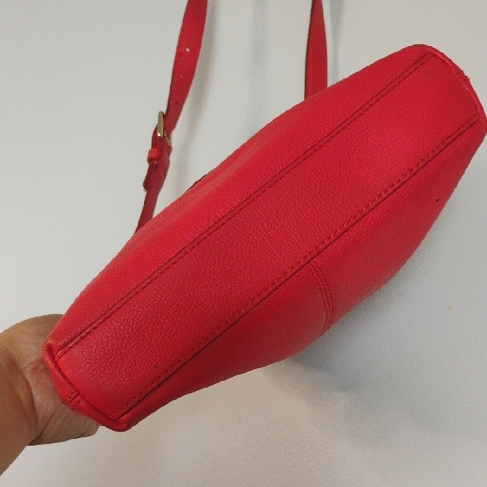 KATE SPADE Bold Coral Red Leather Crossbody Bag Classic Luxury Design - Picture 9 of 11